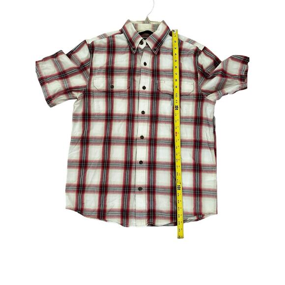 Carhartt Signature Red Plaid Button-up Shirt S/S Loose Fit Mens Sz Medium - Picture 4 of 11